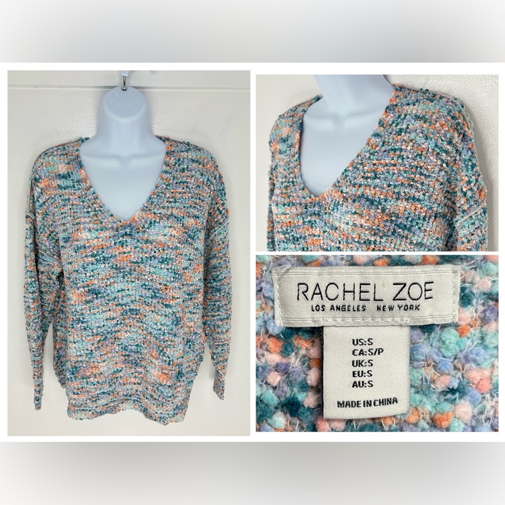 Rachel Zoe Pastel‎ Popcorn Sweater Size Small Hippie Bohemian Cozycore Office